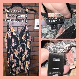Torrid Black and Pink Floral Swing Tank